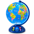 Interactive illuminated globe explorer toy for children ages 5-10 with touch-sensitive surface