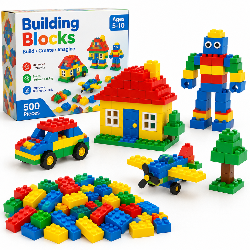 Colourful interactive building blocks set for children ages 5-10